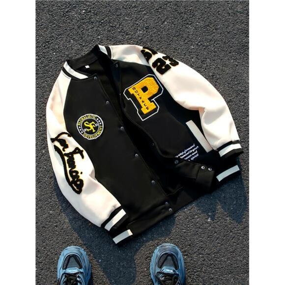 [Vintage Baseball Jacket] Autumn Winter Men's Vintage College Style Baseball - Picture 1 of 8